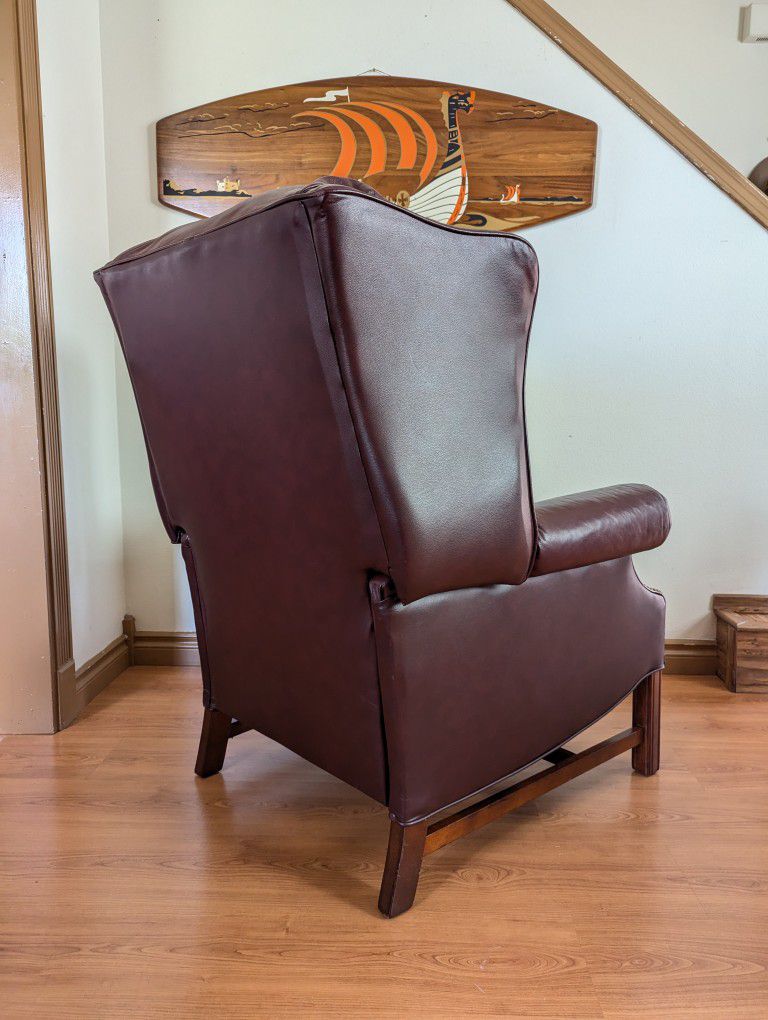 Maroon Leather Presidential Wingback Recliner by Lane