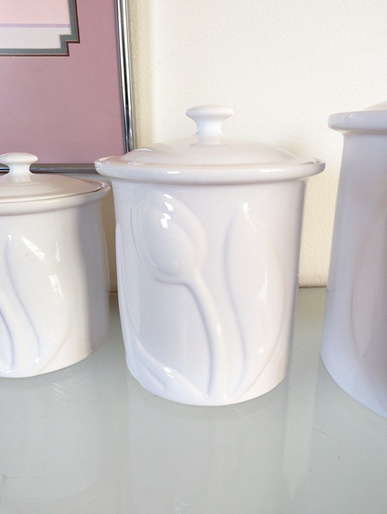 Set of 3 La Tulipe Canisters w/ Lids by Nicholas Angelakos for Colony Crafts