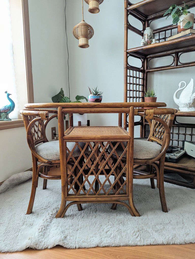 Bamboo & Rattan Boho Honeymoon Breakfast / Dining Table & Chair Set