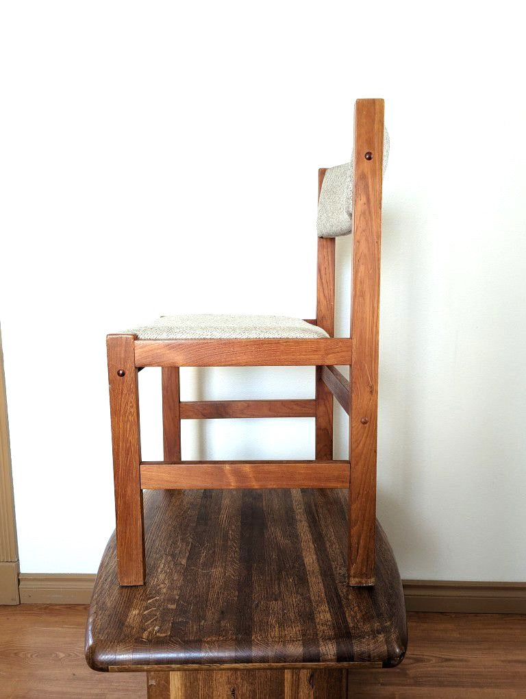 Vintage Danish Modern Style Solid Teak Wood Side Chair by Sun