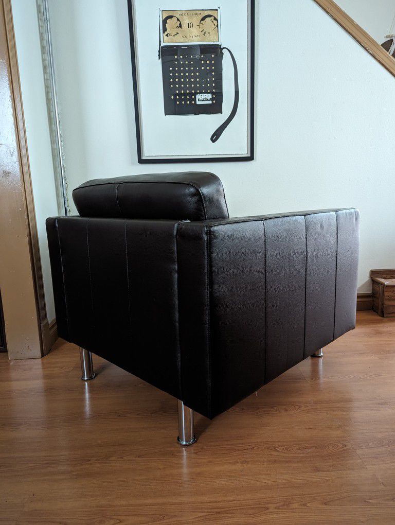 IKEA LANDSKRONA Brown Leather Lounge Club Chair