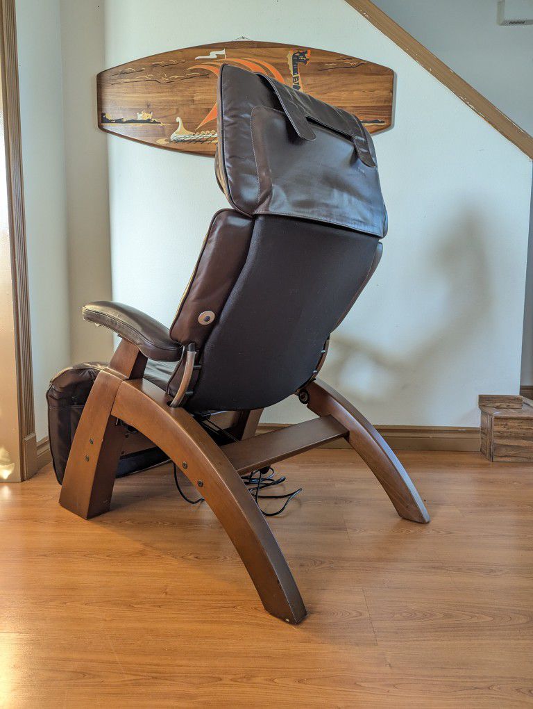 Brown Leather Perfect Chair Zero Gravity Recliner by Human Touch