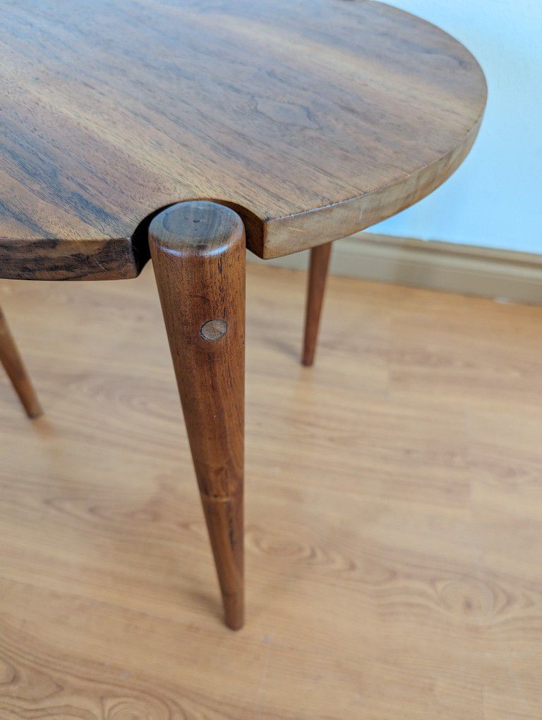 MCM / Danish Modern Floating Solid Walnut Round End Table