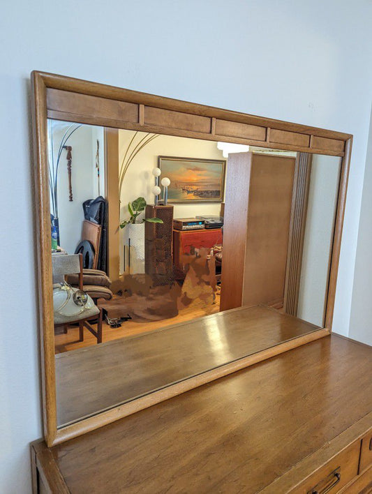 Mid Century Modern Large Pecan Wood Framed MIRROR ONLY by Drexel