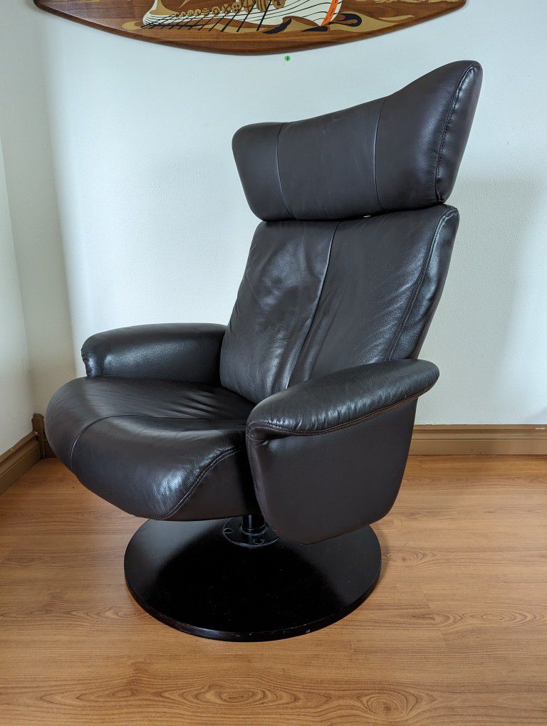 Ekornes Stressless Style Leather Lounge Chair & Ottoman / Lounger Recliner