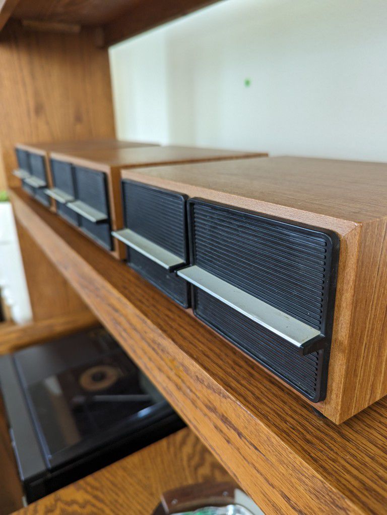 Postmodern Vintage 32 Cassette Tape Double Drawer Wood Storage Holders