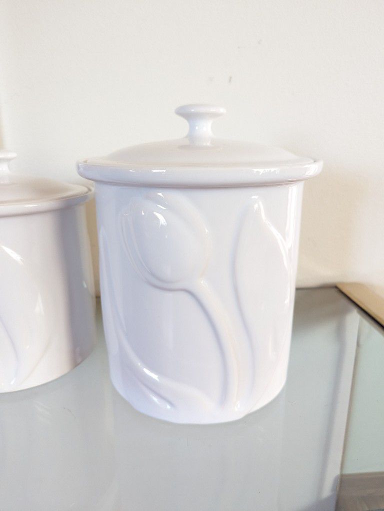 Set of 3 La Tulipe Canisters w/ Lids by Nicholas Angelakos for Colony Crafts