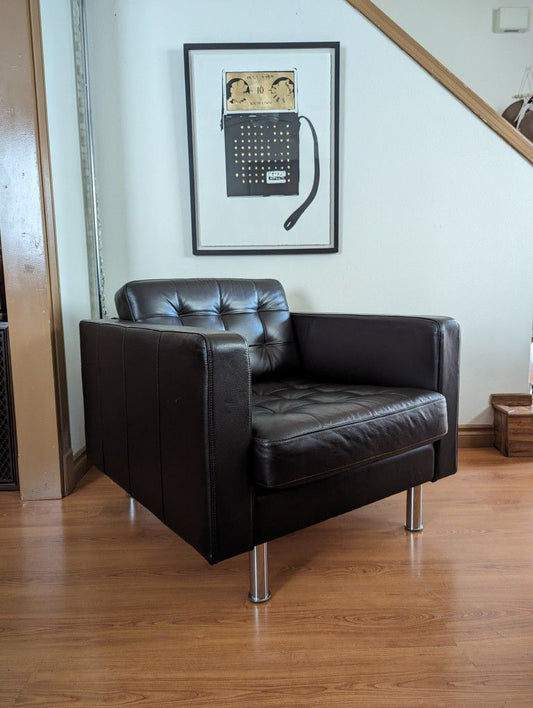 IKEA LANDSKRONA Brown Leather Lounge Club Chair