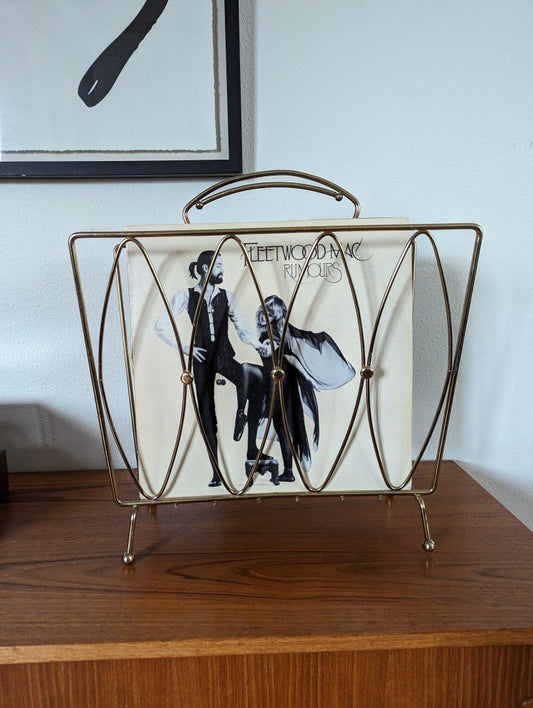 Mid Century Modern Vintage Brass Record / Magazine Display Rack