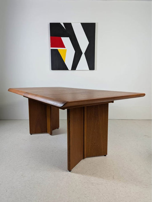 Mid Century Danish Modern Teak Dining Table w/ 2 Extensions