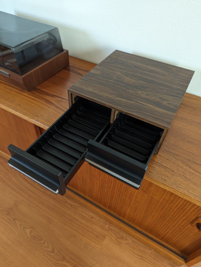 Faux Wood Postmodern 24 Cassette Tape Storage Box