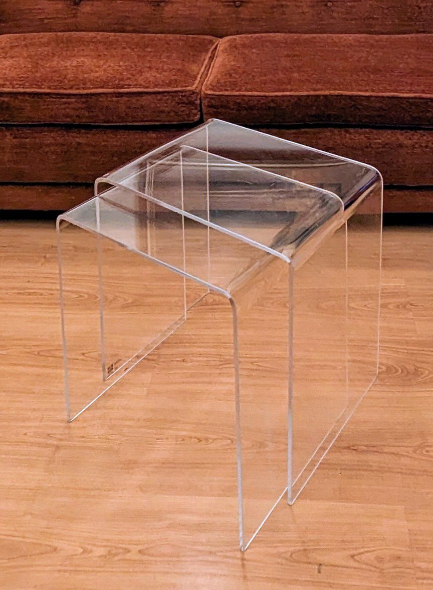 MCM Set of 2 Acrylic Nesting / End Tables / Clear Plastic Lucite