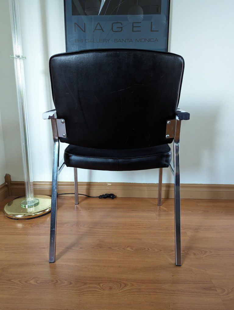 Mid Century Modern Chrome Faux Fur Tanker Accent Desk Chair