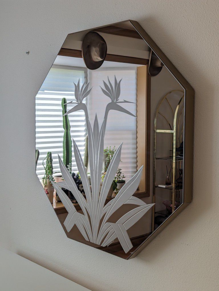 Stunning Postmodern Octagon Frosted Mirror by Gloria Eriksen for Windsor Art