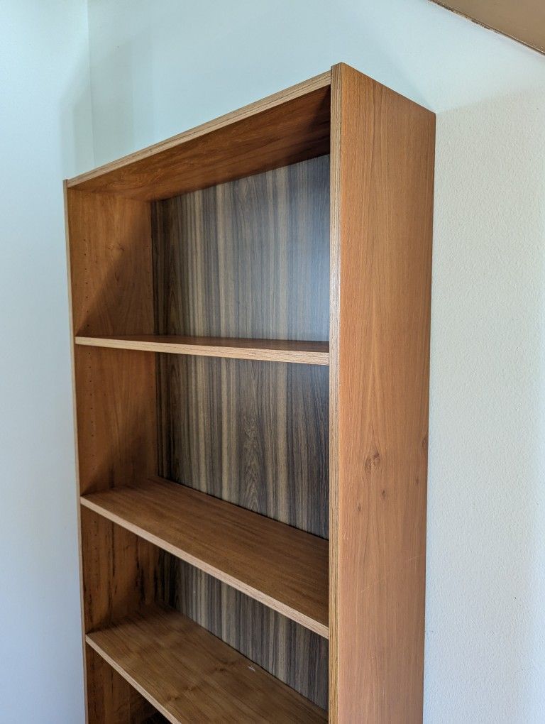 Tall MCM Scandinavian Teak 5 Tiered Bookshelf