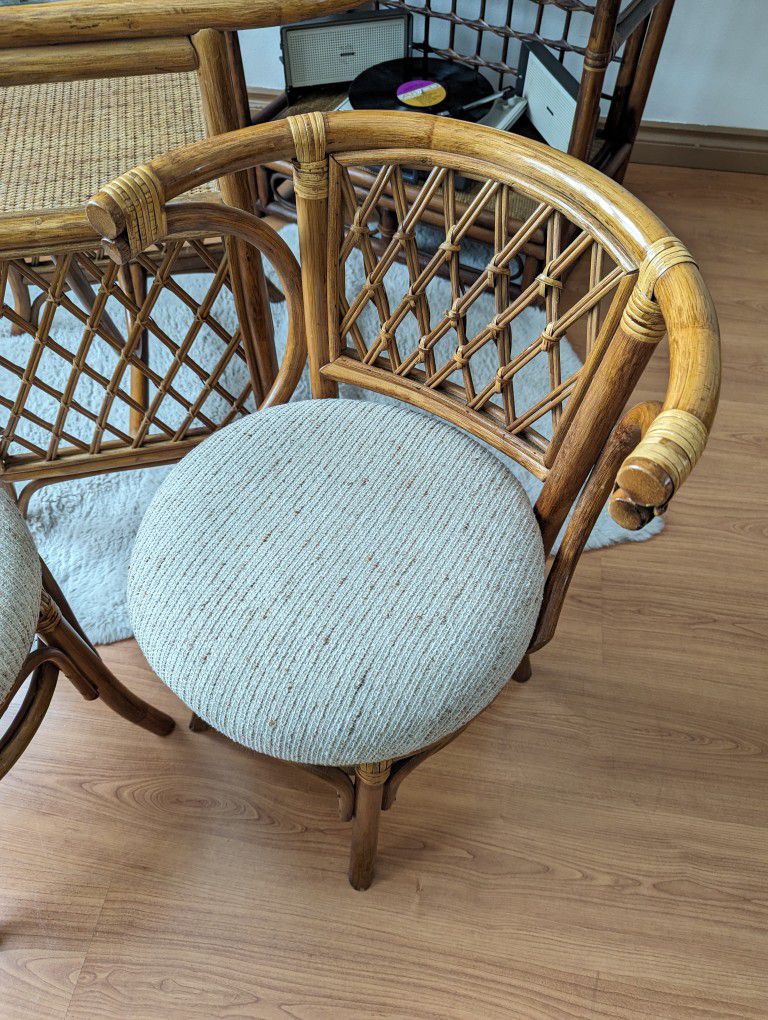 Bamboo & Rattan Boho Honeymoon Breakfast / Dining Table & Chair Set