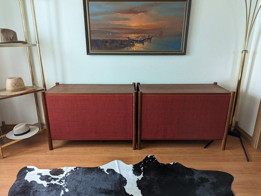 Pair Of Beautiful Solid Teak Speaker / Subwoofer Cabinets w/ JBL LX5's