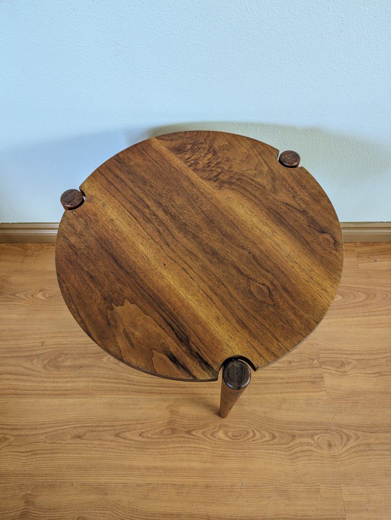 MCM / Danish Modern Floating Solid Walnut Round End Table