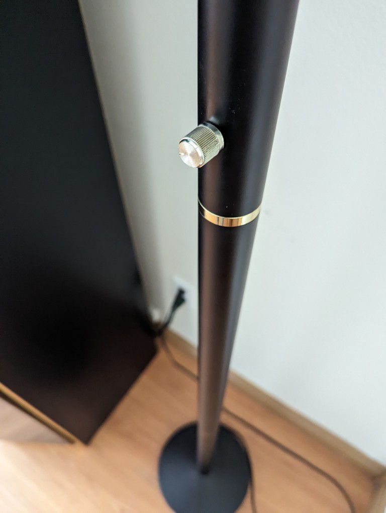 Black & Brass Postmodern Memphis Torch Floor Lamp