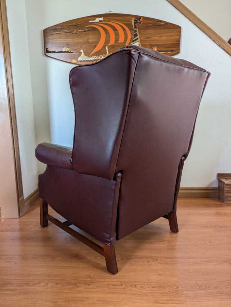 Maroon Leather Presidential Wingback Recliner by Lane