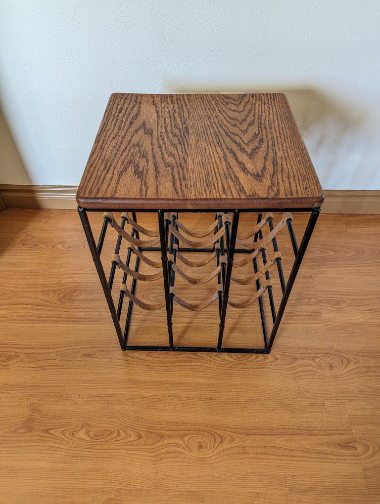 MCM Arthur Umanoff Wrought Iron Wine Bottle Holder Rack End Table