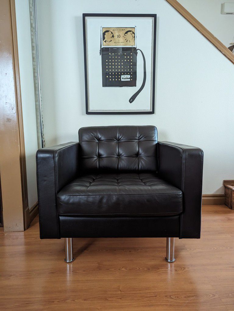 IKEA LANDSKRONA Brown Leather Lounge Club Chair