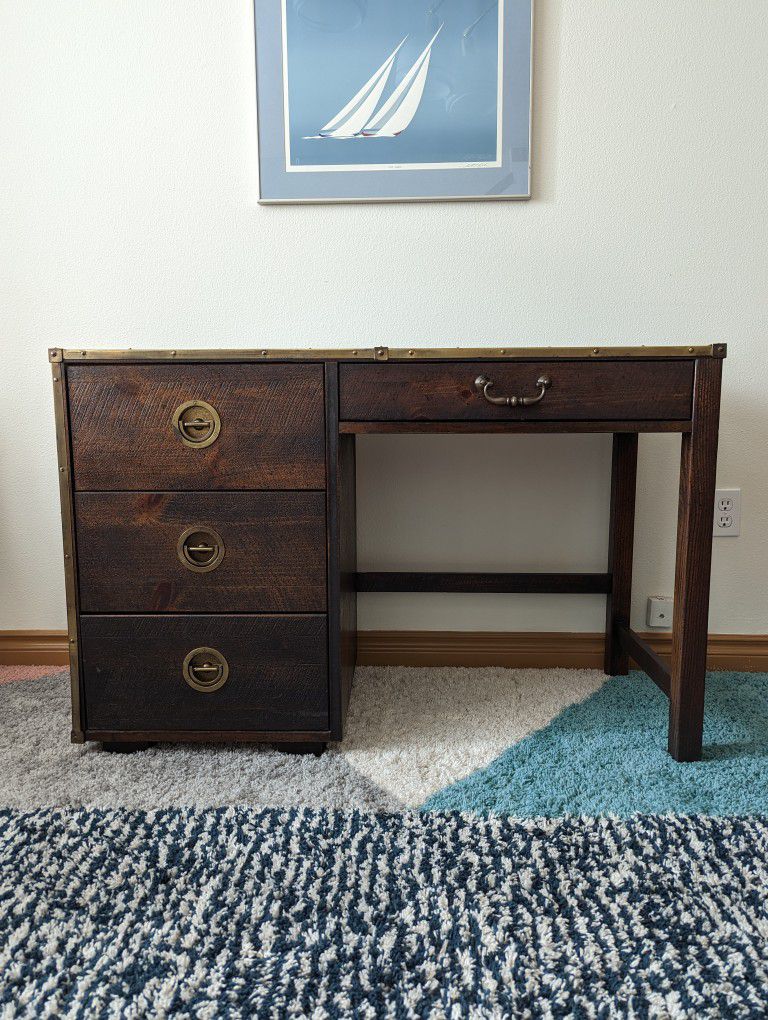 Mid Century Nautical Desk w/ Brass Trim by Bassett