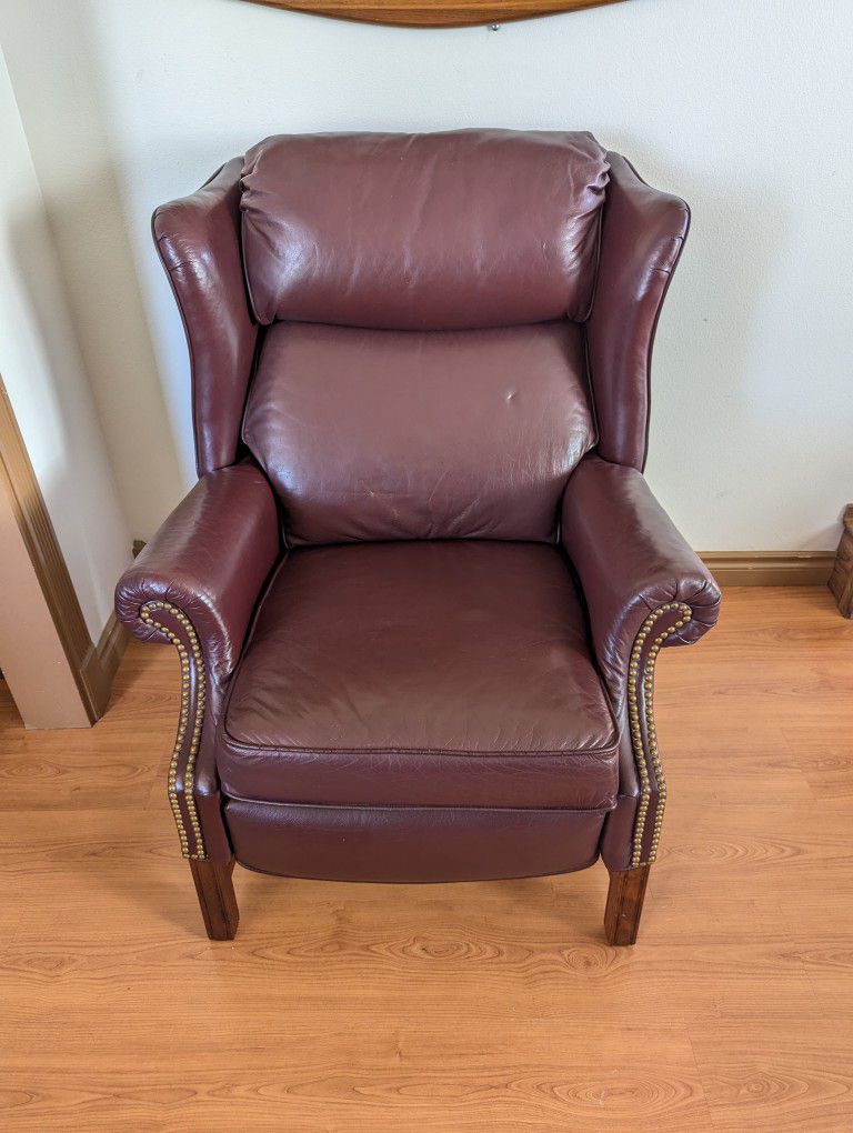 Maroon Leather Presidential Wingback Recliner by Lane