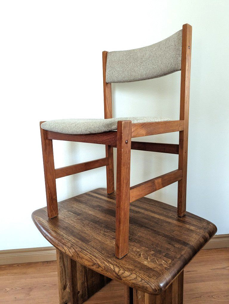 Vintage Danish Modern Style Solid Teak Wood Side Chair by Sun