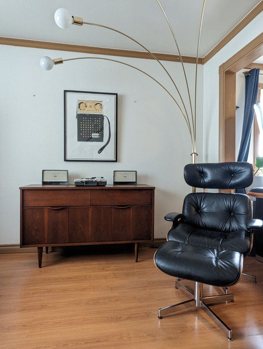 MCM Record Player Stand / Walnut Buffet Credenza Cabinet