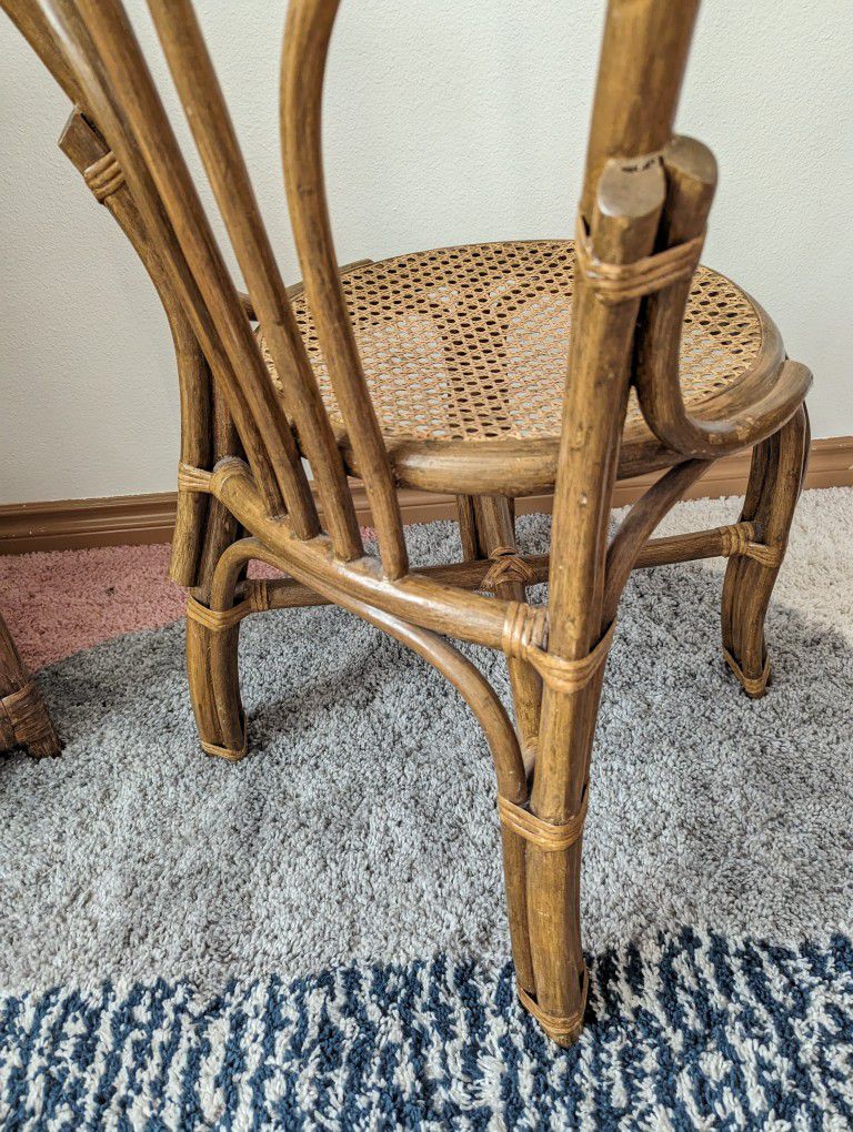 Vintage Boho Bamboo & Rattan Peacock Fan Back Chair