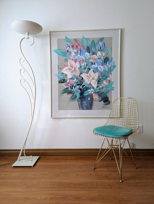 Vintage Postmodern Art Deco / Nouveau Peacock - Swan Floor Lamp Circa 1992 by Kichler