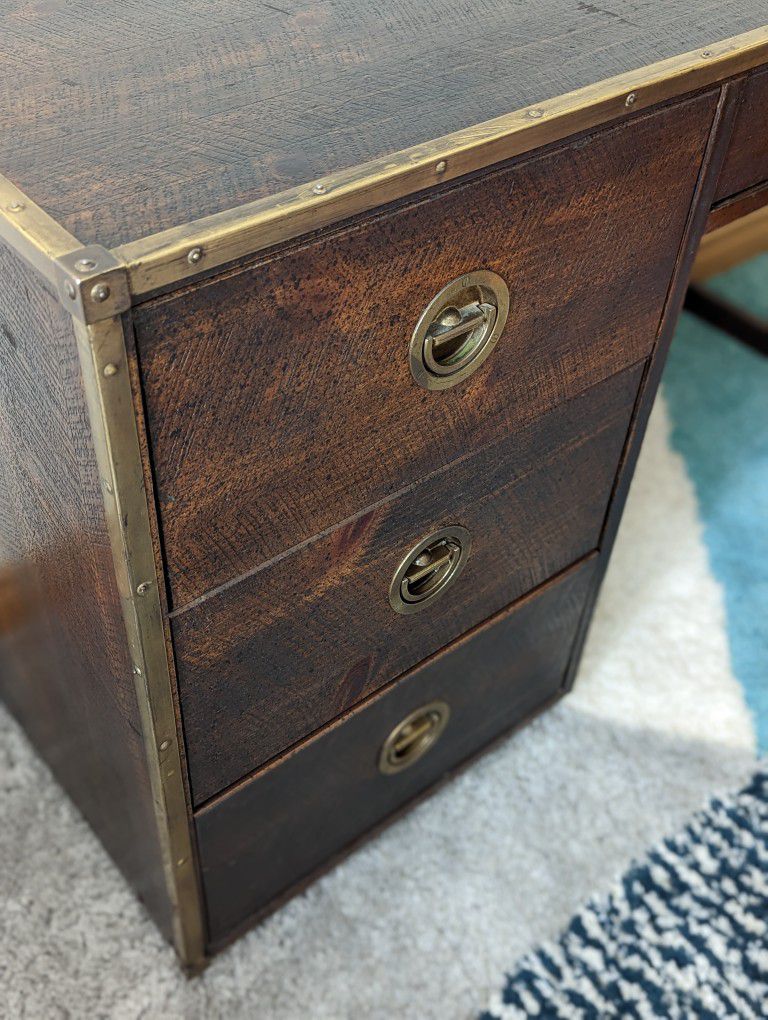 Mid Century Nautical Desk w/ Brass Trim by Bassett