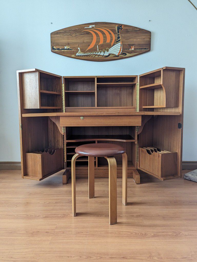 Stunning Danish Teak Magic Box Folding Desk Attributed to Mummenthaler & Meier