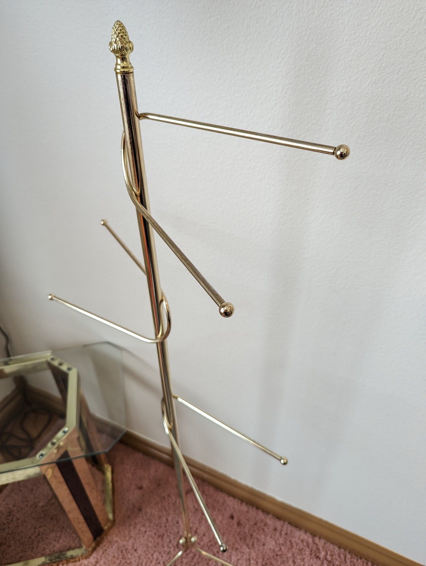 Gorgeous Vintage Postmodern Brass Hat Scarf Rack Stand 80s 90s