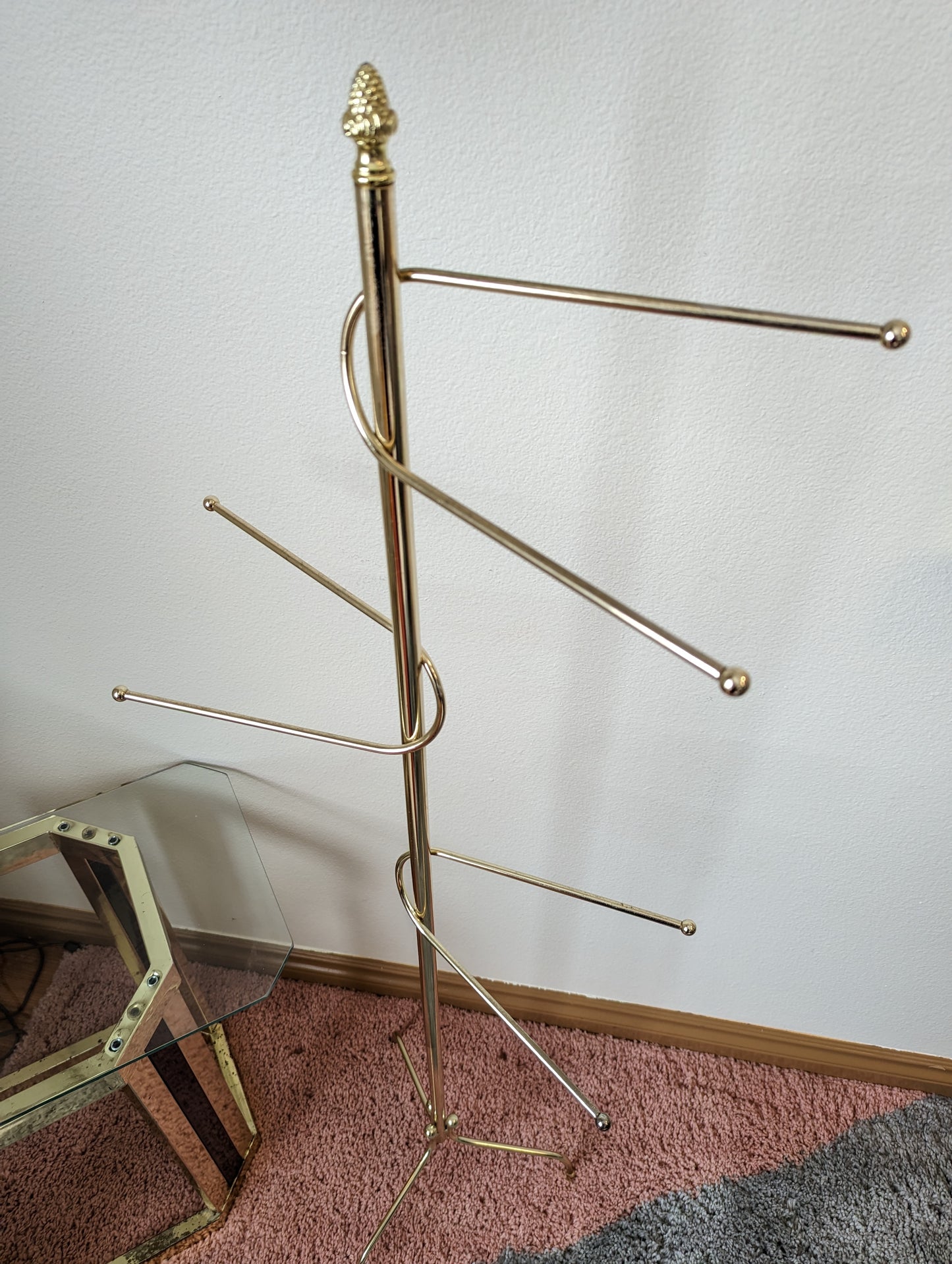 Gorgeous Vintage Postmodern Brass Hat Scarf Rack Stand 80s 90s