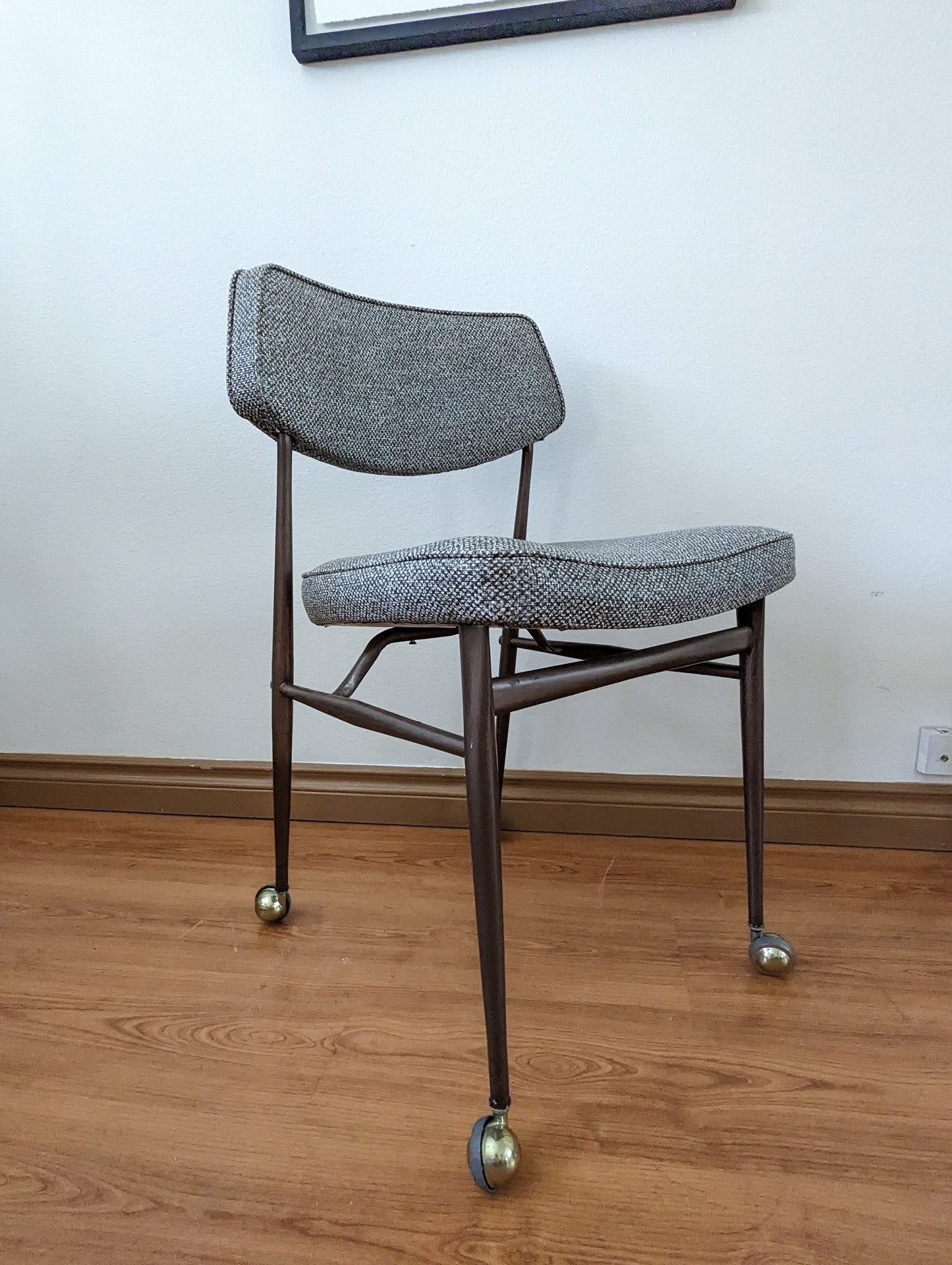 Vintage MCM Grey Rolling Tanker Desk Chair by Virtue Bros