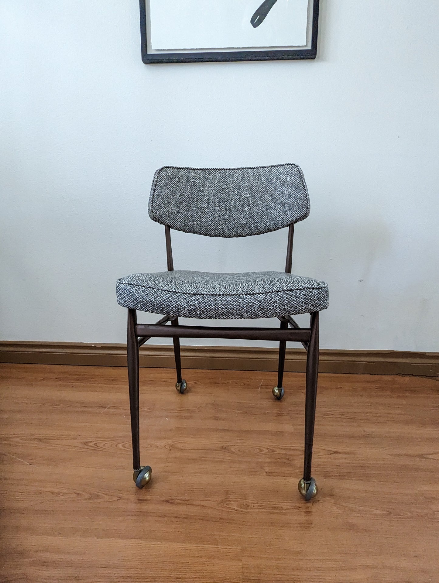 Vintage MCM Grey Rolling Tanker Desk Chair by Virtue Bros