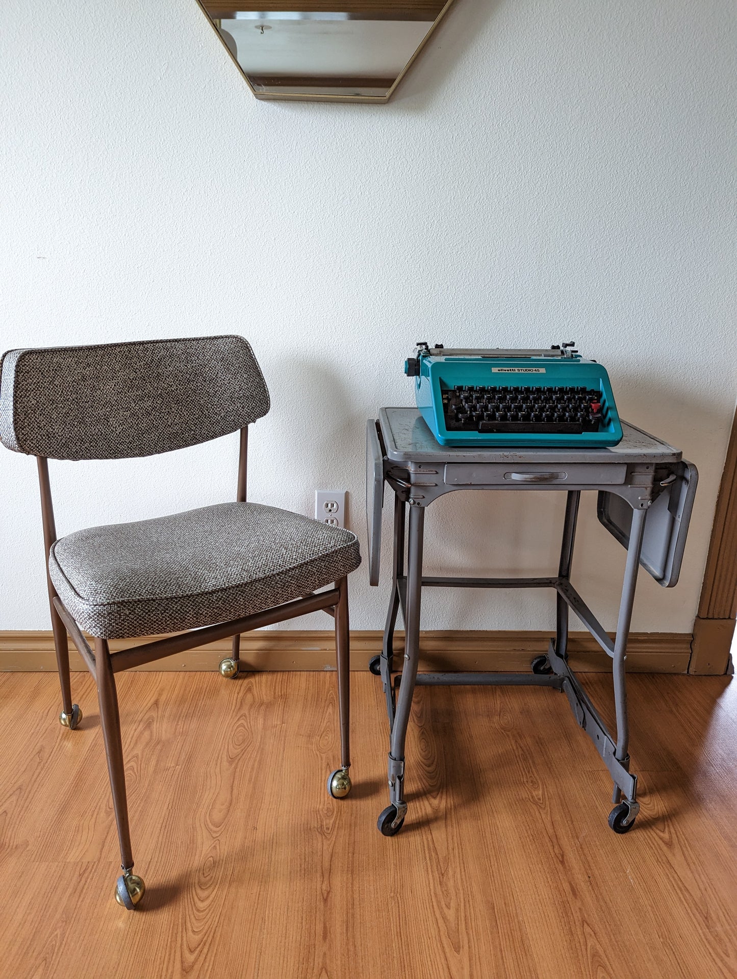 Vintage MCM Grey Rolling Tanker Desk Chair by Virtue Bros