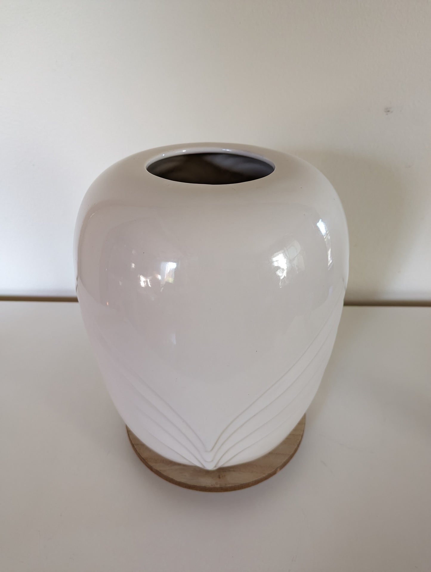 Vintage Post Modern Vase White Wave Abstract Art Deco Large Ceramic