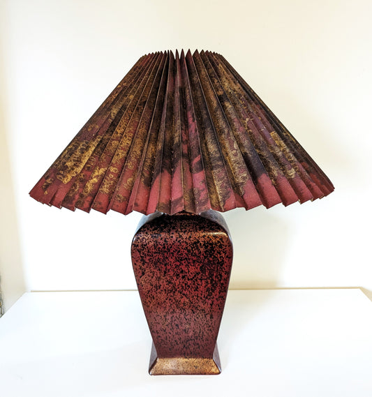 Vintage Postmodern Haeger Table Lamp Maroon Burgundy Gold Foil