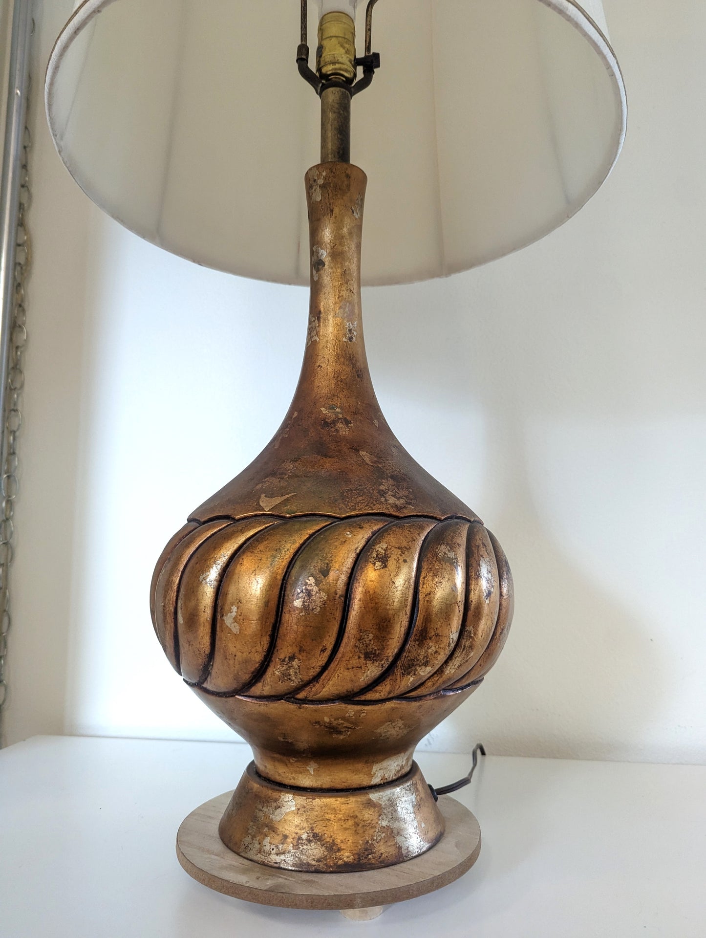 Mid Century Modern Vintage Gold Foil Table Lamp 38" Tall