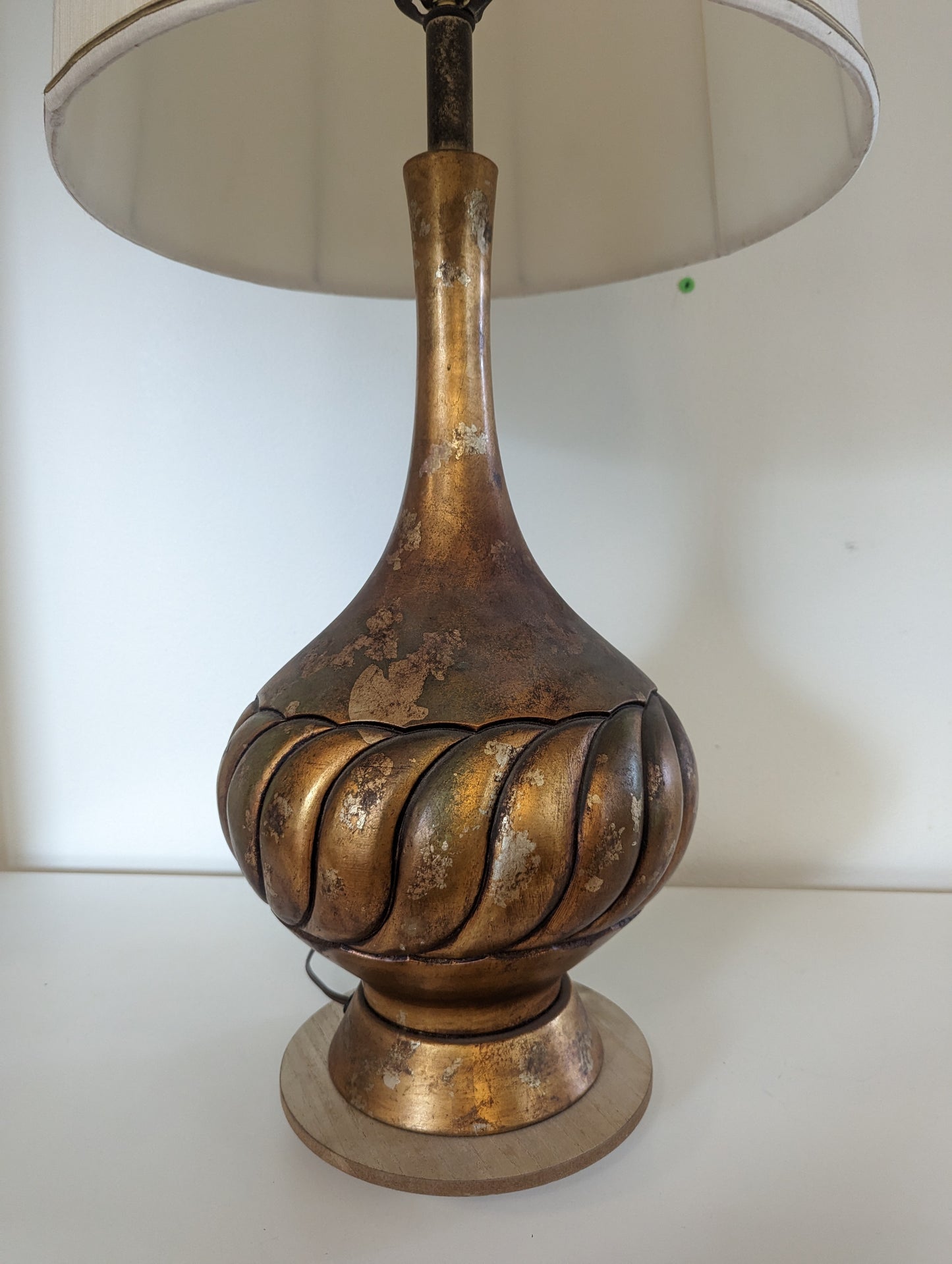 Mid Century Modern Vintage Gold Foil Table Lamp 38" Tall