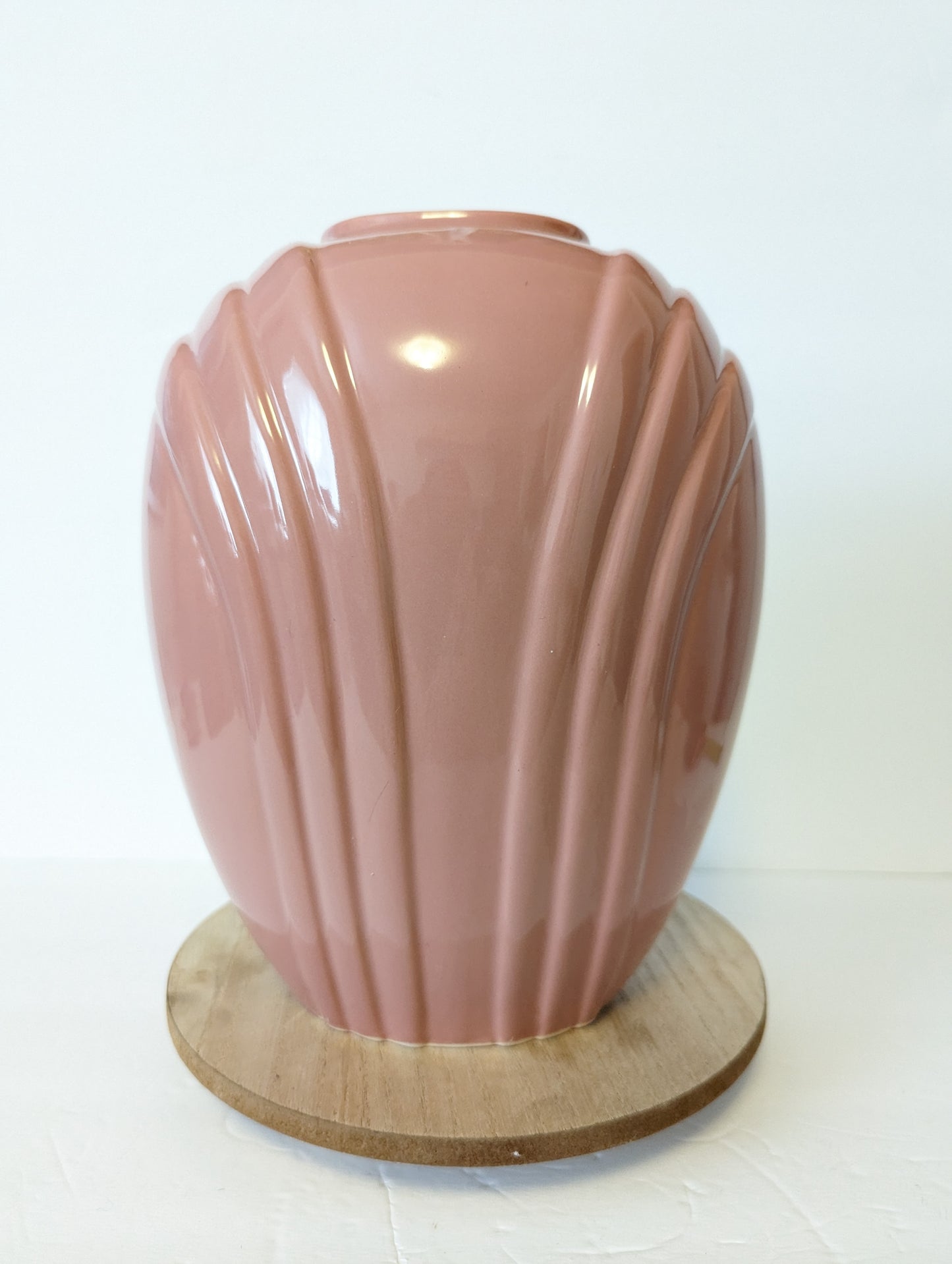 Vintage Postmodern Vase Art Deco Revival Ceramic Wave Flower Abstract Pink Mauve