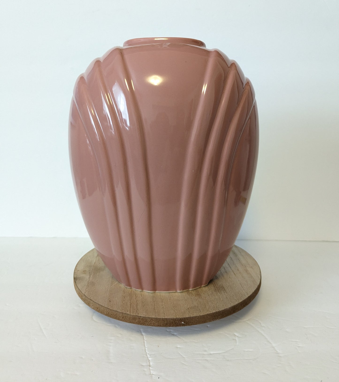 Vintage Postmodern Vase Art Deco Revival Ceramic Wave Flower Abstract Pink Mauve