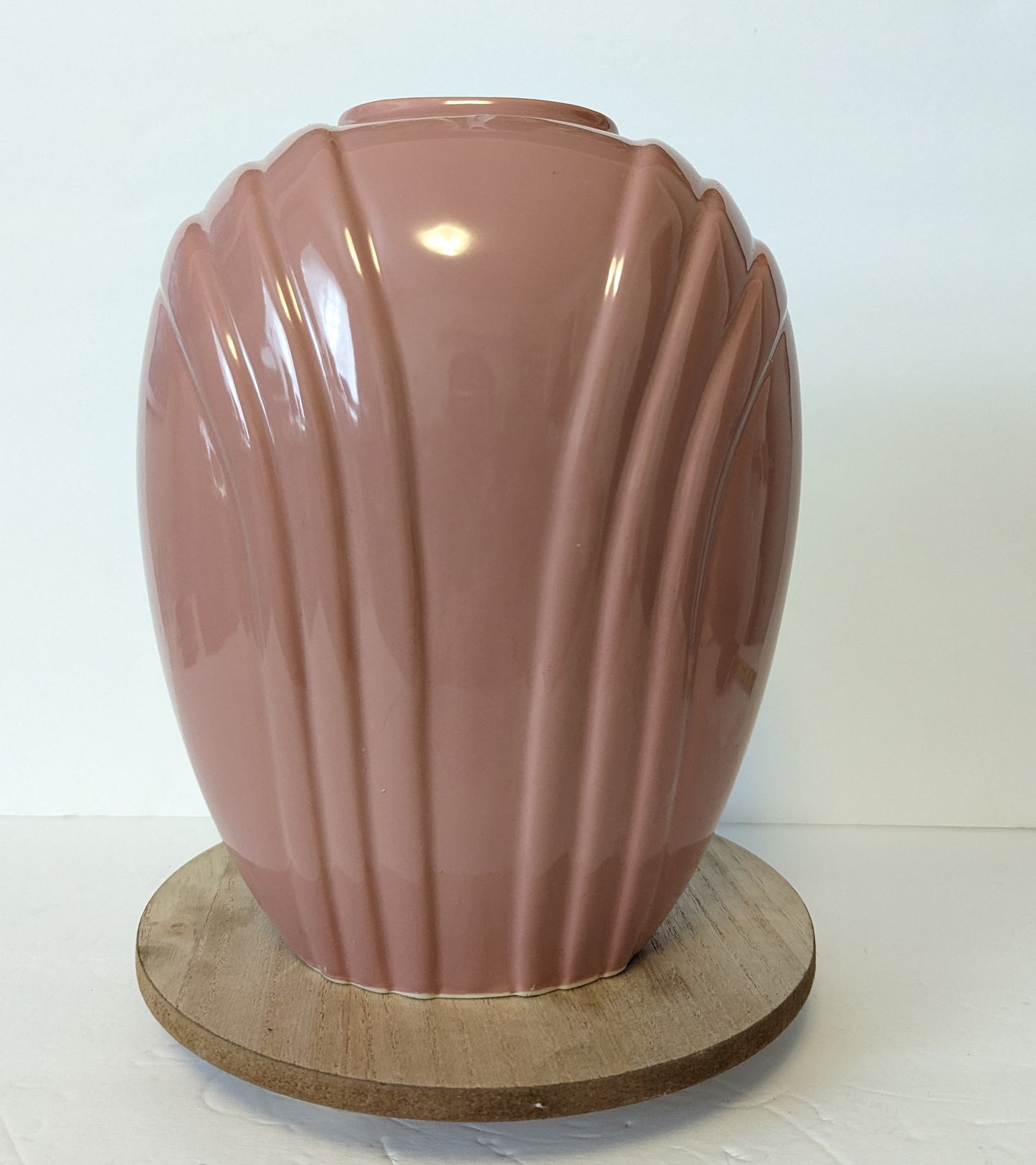 Vintage Postmodern Vase Art Deco Revival Ceramic Wave Flower Abstract Pink Mauve