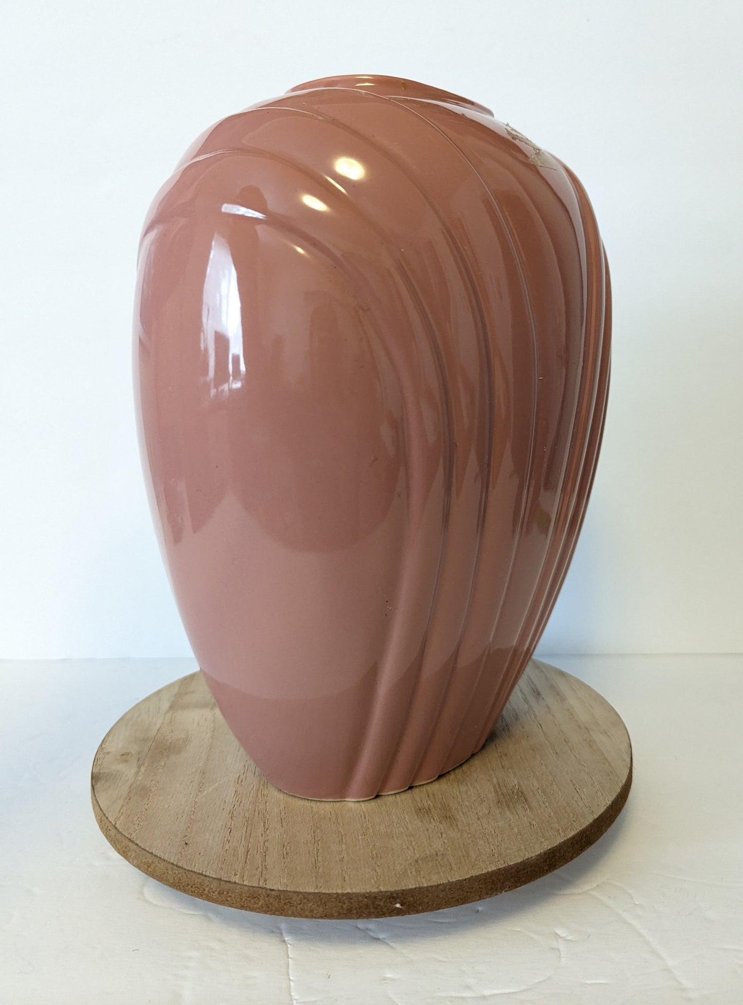 Vintage Postmodern Vase Art Deco Revival Ceramic Wave Flower Abstract Pink Mauve