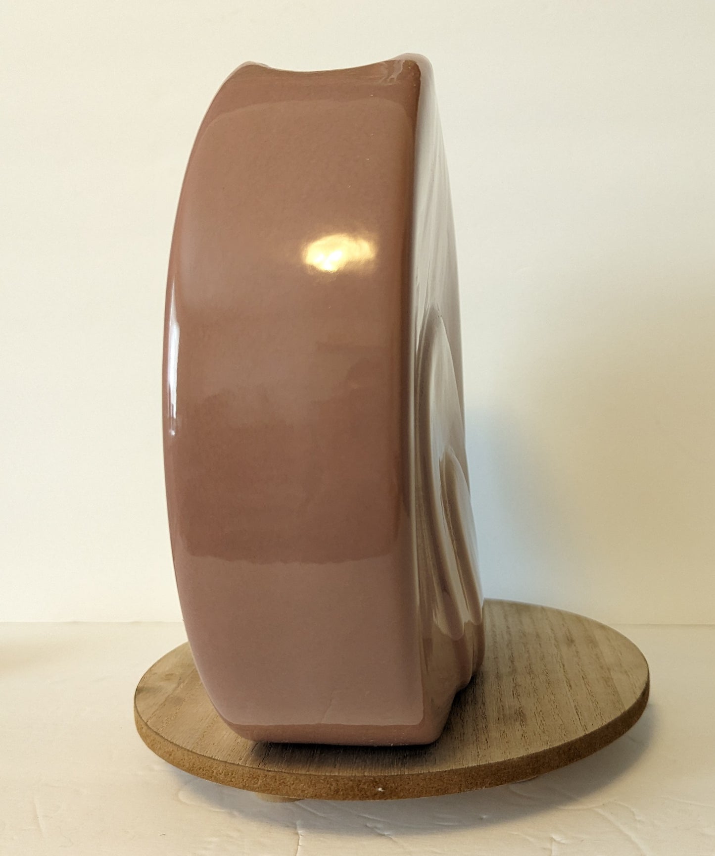 Vintage Postmodern Art Deco Pink Mauve Ceramic Vase Abstract Waves Lines Round