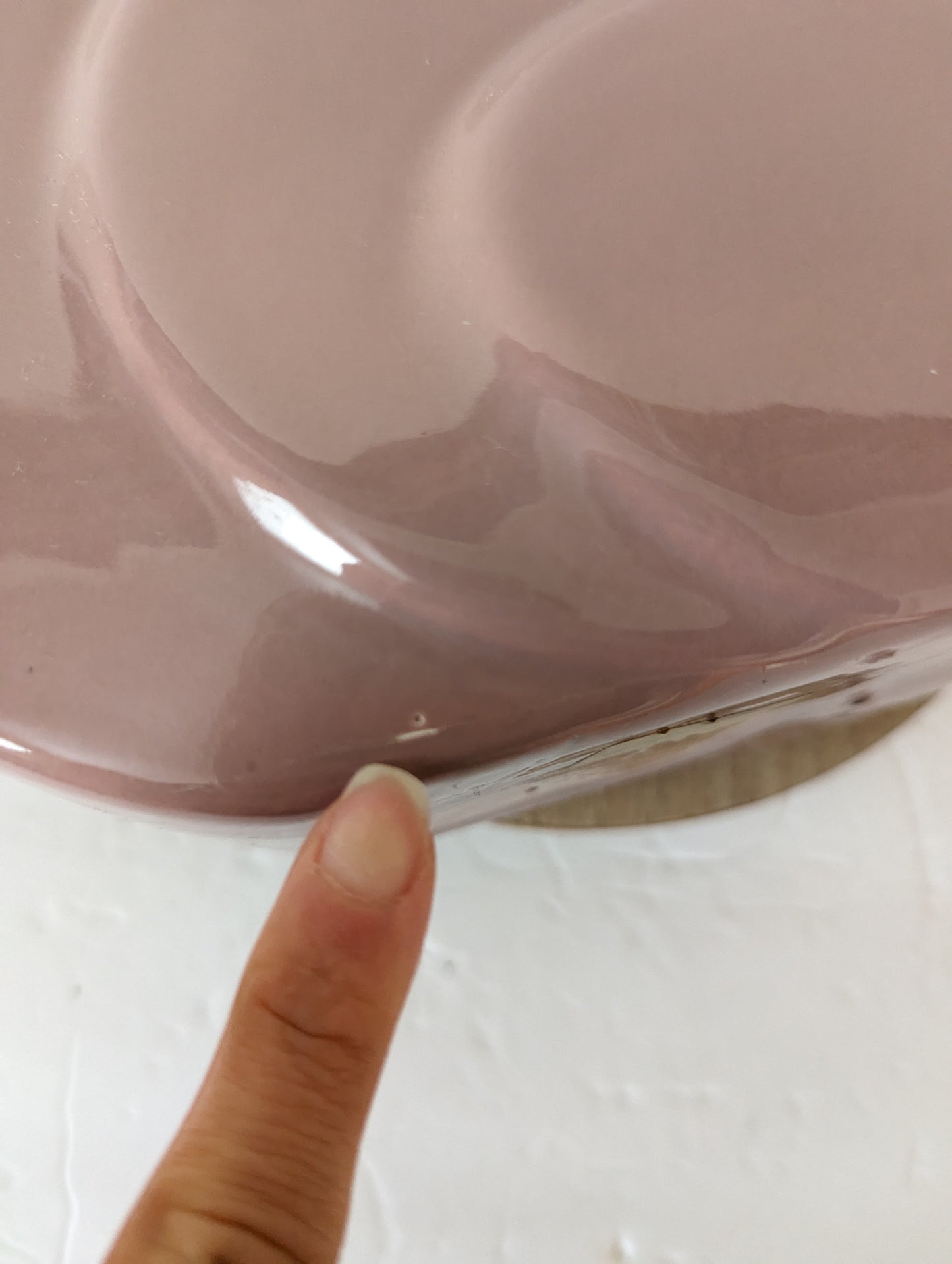 Vintage Postmodern Art Deco Pink Mauve Ceramic Vase Abstract Waves Lines Round