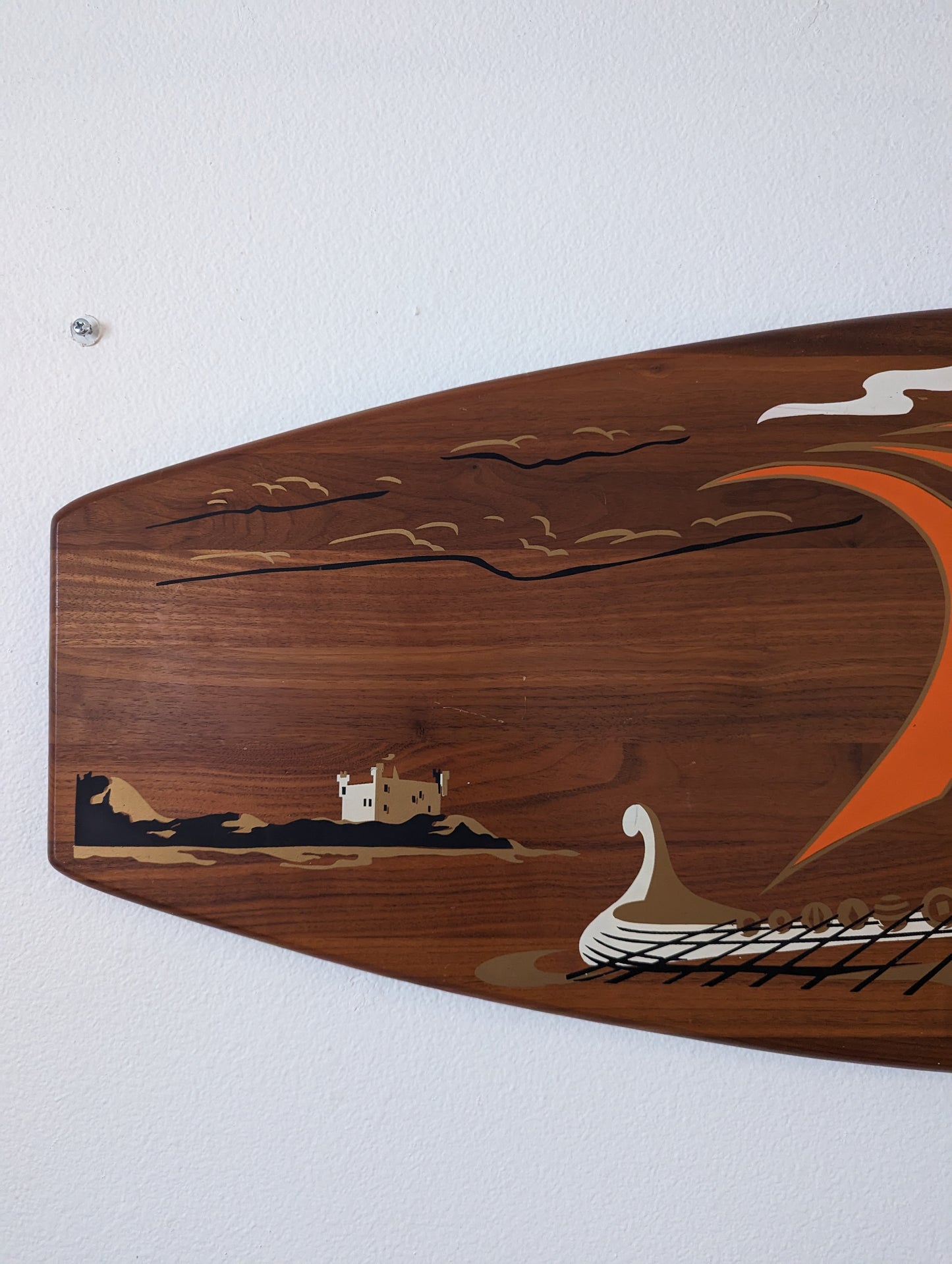 Vintage Mid-Century Teak Viking Nordic Ship Wall Art by Belart